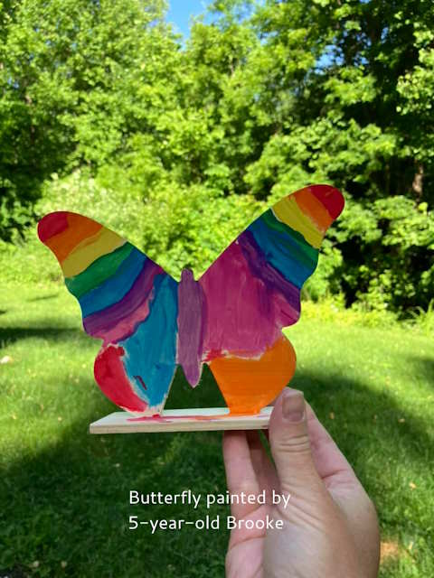 Painted wooden butterfly